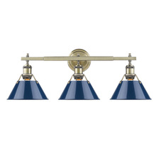  3306-BA3 AB-NVY - Orwell AB 3 Light Bath Vanity in Aged Brass with Matte Navy shades